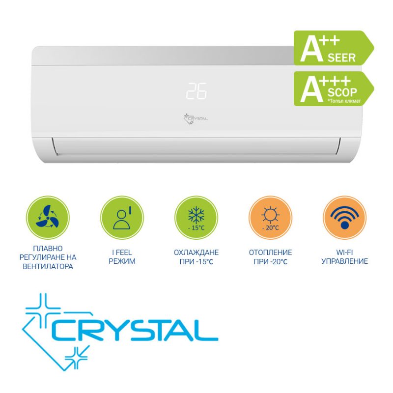 Инверторен климатик Crystal 09S-2A, високостенен